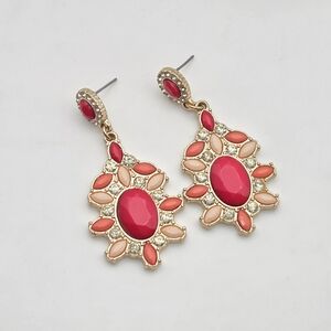 Pink Drop Earrings With Rhinestones